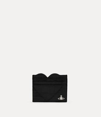 Vivienne Westwood Heart Card Holder Emboss Croc Leather Black One Size Women