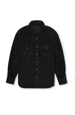 Fortela Linda Suede Leather Overshirt in Black at Nordstrom, Size 42 Eu