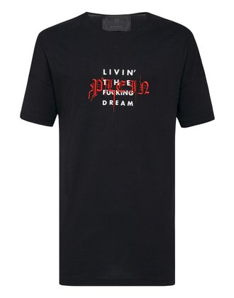 Philipp Plein T-shirt Black Cut Round Neck Gothic Plein