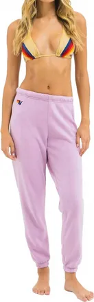 Aviator Nation Five Stripe Sweatpants In Mauve White Neon