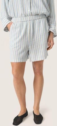 Soaked In Luxury Belira Wide Leg Elastic Waist Shorts in Skyway Stripes at Nordstrom, Size X-Large