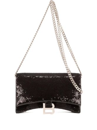 Balenciaga sequinned chain shoulder bag - women - Sequin - One Size - Black