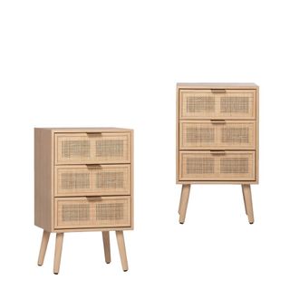 Klast Pack de 2 mesitas de noche en rat&aacute;n 42 x71 cm