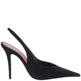 Amina Muaddi Black Suede Pumps