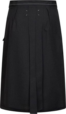 Maison Margiela Womens Midi Skirt Charcoal Wool Black