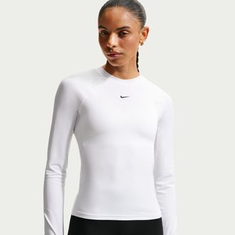 Nike Womens Nike Pro Dri-FIT Long-Sleeve Top in White | FV7845-100