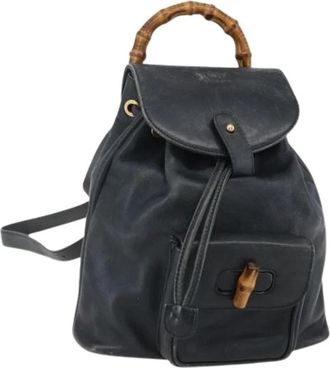 Gucci Pre-owned Leren Rugzak - Dames - Vintage Rugzakken - Zwart - ONE Size - Leer - Vintage