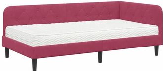 vidaXL Estructura De Cama En Esquina Rojo Vino 90 X 200 Cm Terciopelo Vidaxl