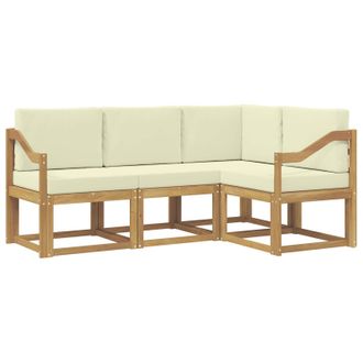 vidaXL Conjunto De Sof&aacute;s De Exterior Con Coj&iacute;n 4 Pcs Blanco Y Crema Vidaxl