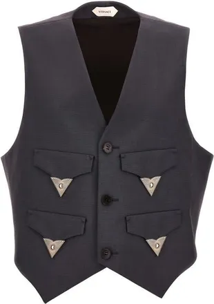 Versace Lightweight Wool & Mohair Vest in Grey at Nordstrom, Size 48 Us