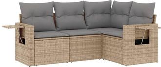 vidaXL Vidaxl - Juego De Sof&aacute;s Jard&iacute;n Con Cojines 4 Pzas Rat&aacute;n Sint&eacute;tico Beige