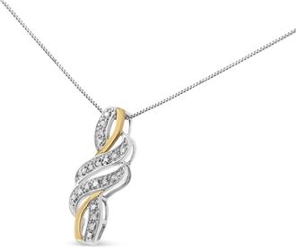 House of Brilliance 10K Yellow Gold Plated Silver 1/20 cttw Round Cut Diamond Swirl Pendant Necklace at Nordstrom