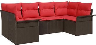 vidaXL Conjunto De Sof&aacute; De Jard&iacute;n 6 Uds. Marr&oacute;n Rat&aacute;n Sint&eacute;tico Vidaxl