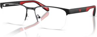 Emporio Armani 0ea1162 Semi-Rimless Black Metal Eyeglasses with Bold Red Accents
