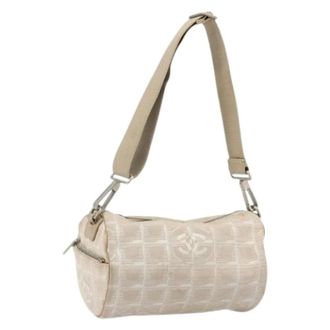 Chanel Pre-owned Shoulder Bags, female, Beige, Size: ONE SIZE Pre-owned Vintage Nylon Shoulder Bag