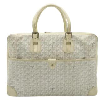 Goyard Pre-owned Ambassade MM Leren Aktetas - Dames - Pre-owned - Wit - Maat: ONE Size Leer