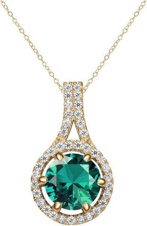 Rachel Glauber 14K Gold Plated with Colored Cubic Zirconia Drop Pendant Necklace