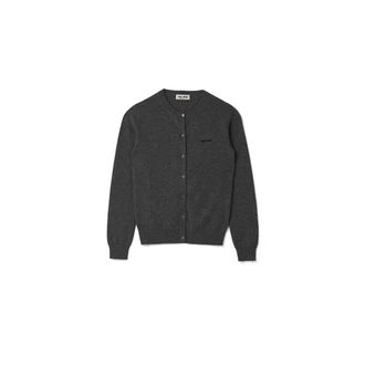 Miu Miu Cashmere Knit Cardigan, Woman, Slate Gray, Size 36