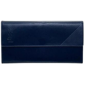 Saint Laurent Pre-owned Wallets, male, Blue, Size: ONE SIZE Pre-owned Long wallet (bi-fold)
