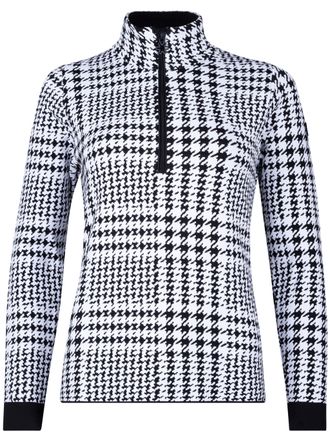 Newland Long-Sleeve Houndstooth Top With High Collar And Zipper