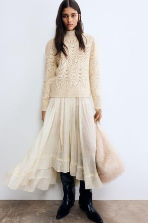 H&M Pointelle-knit Jumper in Light Beige at Nordstrom, Size X-Small