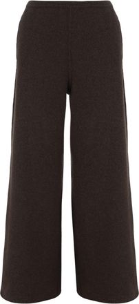 Bruno Manetti Dark Brown Wide-Leg Knit Wool-Cashmere Blend Pants