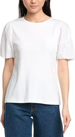 Jones New York Eyelet Sleeve T-Shirt