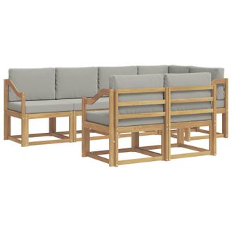 vidaXL Conjunto De Sof&aacute;s De Exterior 7 Pcs Blanco Y Gris Claro Vidaxl