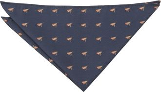 DQT Mens Embroidered Bird Novelty Handkerchief Pocket Square - Navy Blue Robin