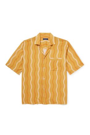 Frescobol Carioca Cassio Camp-Collar Printed Linen Shirt