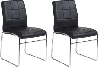 Beliani Beliani - Conjunto De 2 Sillas De Comedor En Piel Sint&eacute;tica Negra Con Patas De Metal Estilo Moderno Kiron