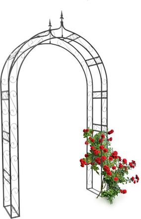 Relaxdays Relaxdays - Arco De Jard&iacute;n Con Punta, 242x138x35,5 Cm, Metal Macizo, Estacas, Para Rosas, Trepadoras, Enredaderas, Negro