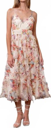 Moon River Spaghetti Strap Floral Print Maxi Dress In Cream Multi