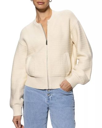 Sanctuary Knitted Bomber Jacket In Muslin