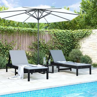 Berkfield Home Sun Loungers 2 pcs Black 199.5x60x74 cm Solid Wood Pine