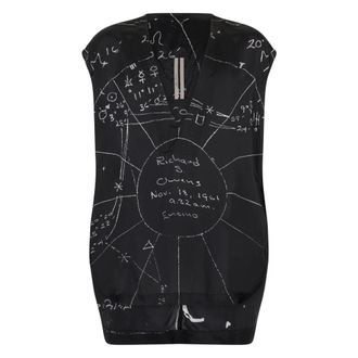 Rick Owens Sleeveless Tops, male, Black, Size: M Cotton Top With Print