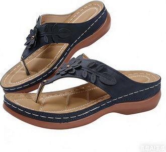 Generic Orthopedic Wedge Sandals for Women 2026 Dressy Comfort Arch Support Open Toe Flip Flops Summer Beach Casual Slip-On Shoes (B-blue, Adult, Women, 6.5, 