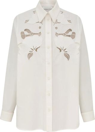 Zimmermann Overhemd met geborduurde bloemen - Wit