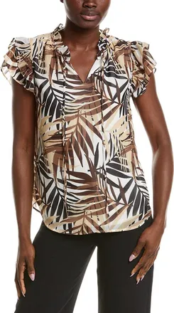 Anne Klein Ruffle Sleeve Tie Blouse