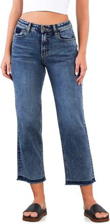 HINT OF BLU Release Hem High Waist Ankle Straight Leg Jeans in Mystery Blue at Nordstrom, Size 29