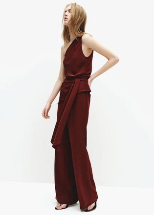 Mango Abito a tuta asimmetrico fiocco granato - Donna - XL - MANGO
