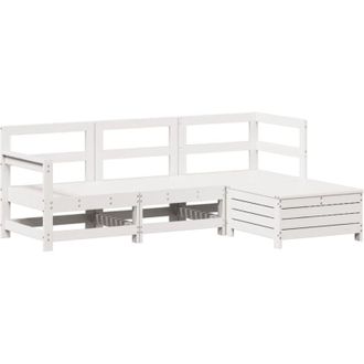 vidaXL Juego De Sof&aacute;s De Jard&iacute;n 4 Pzas Madera Maciza De Pino Blanco Vidaxl