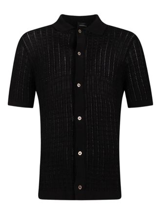 Tagliatore button striped knit shirt - men - Cotton - 54 - Black