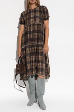 R13 Dress With Floral Motif, Womens, Brown