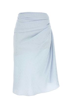 Givenchy Light Blue Draped Skirt In Monogram 72 Jacquard