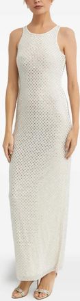 Self Portrait crystal-embellished maxi dress - women - Elastane/Polyester/Rhinestone - M - White