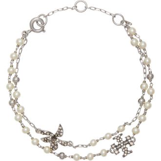 Tory Burch Moondance Multistrand Faux Pearl Bracelet in Tory Silver /Pearl /Crystal at Nordstrom