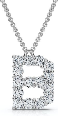 Pompeii3 1Ct Diamond Initial B Pendant 14k Gold 18 Necklace Lab Grown 5/8 Tall