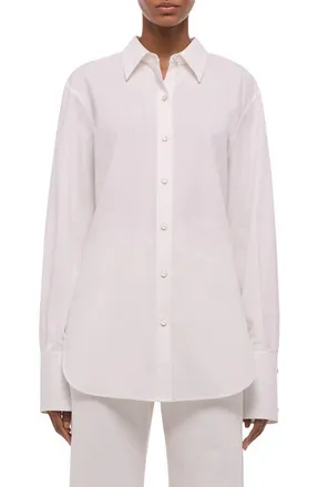 Helmut Lang Open Tie Back Cotton Shirt in White at Nordstrom, Size X-Small