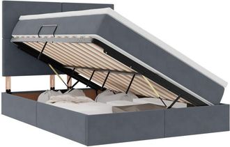 vidaXL Storage Bed with Mattress Dark Grey 140 x 190 cm Velvet vidaXL